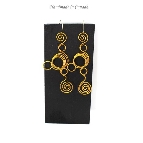 Big and Bold Spiral Swirls and bubbles earrings Handcrafted in Canada - Picture 6 of 6